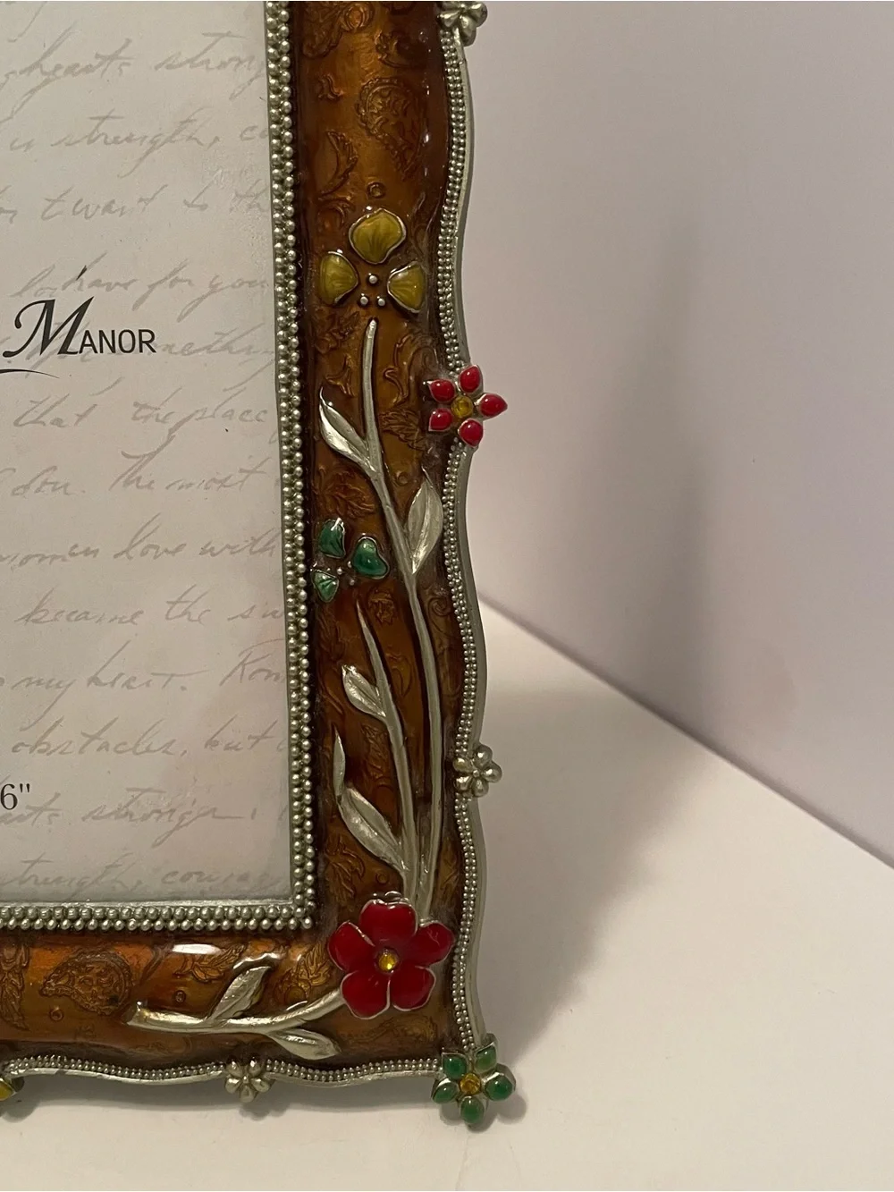 Ashleigh Manor 4x6‎ Photo Frame Enamel Flowers